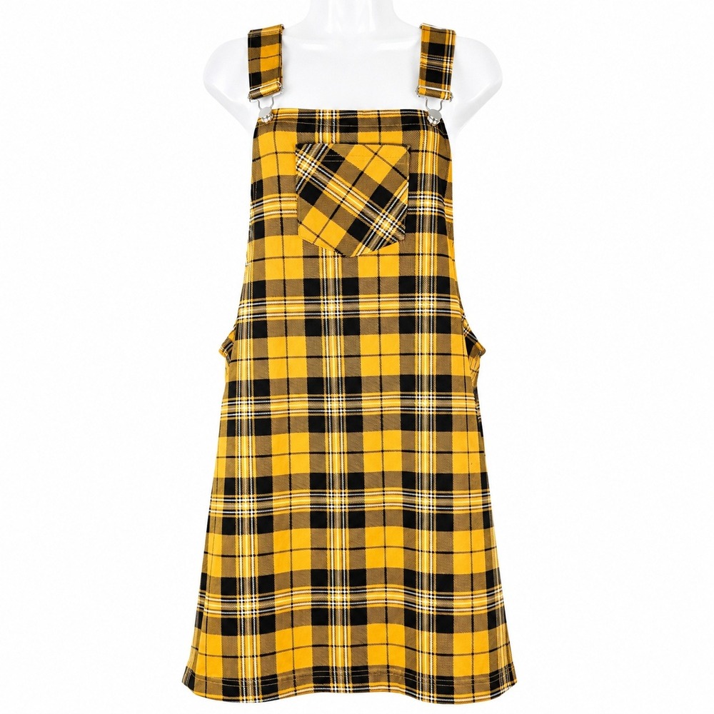 Jolie & Joy Pinafore Dress XL NWT Yellow Plaid Overall Mini Preppy Schoolgirl